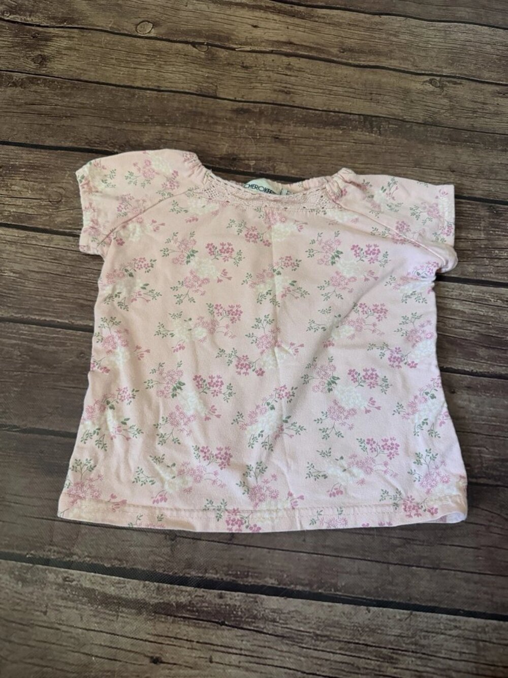 Toddler Girl’s Cherokee Peach Floral Shirt Top 2T
